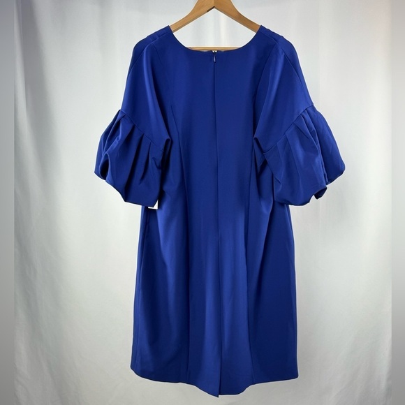 NWT Eloquii Puff Sleeve V Neck Scuba Dress‎ in Blue Size 16 - Picture 10 of 11